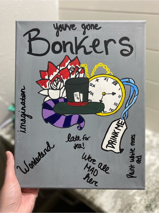 Hand Crafted Other - Hand Crafted Wonderland Art with Red and Purple Accents